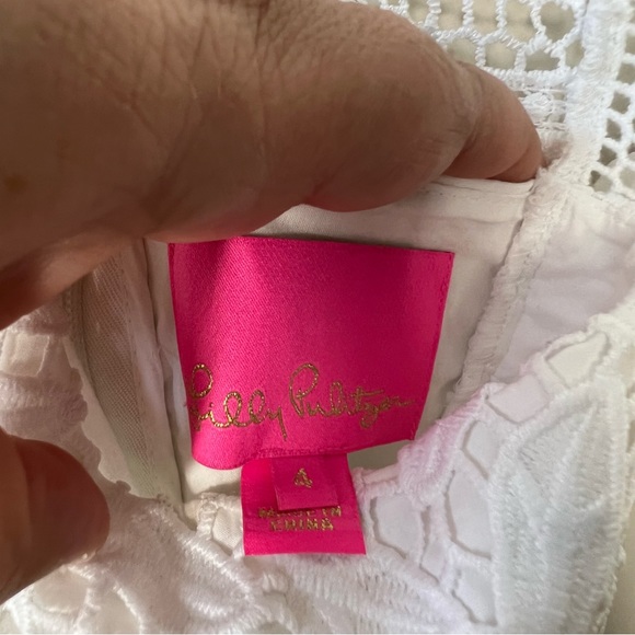Lilly Pulitzer Maya Shift Resort sleeveless white floral lace mini dress size 4 - Picture 14 of 15